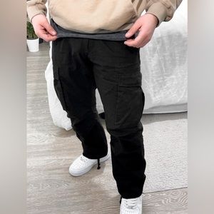Mens MNML Black Cargo Pants 32